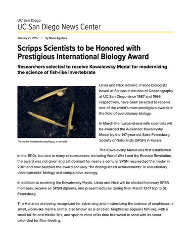 Scripps Scientists to be Honored with Prestigious International Biology Award