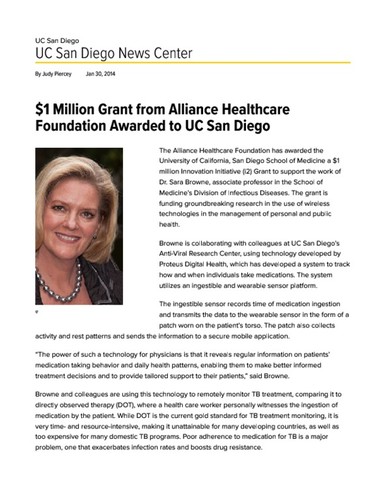 $1 Million Grant from Alliance Healthcare Foundation Awarded to UC San Diego