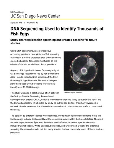 DNA Sequencing Used to Identify Thousands of Fish Eggs