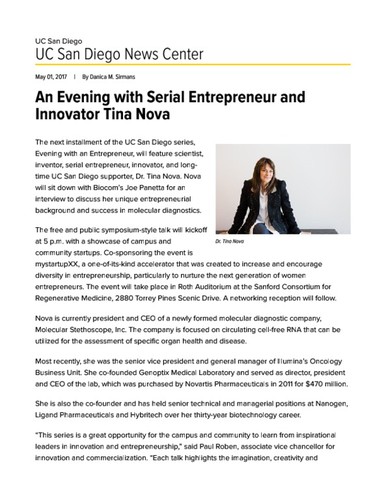 An Evening with Serial Entrepreneur and Innovator Tina Nova
