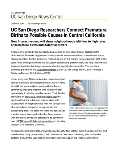 UC San Diego Researchers Connect Premature Births to Possible Causes in Central California