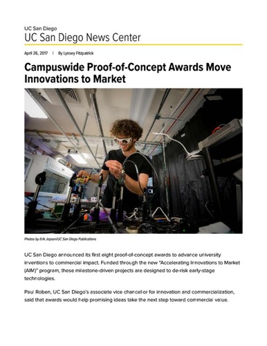 Campuswide Proof-of-Concept Awards Move Innovations to Market