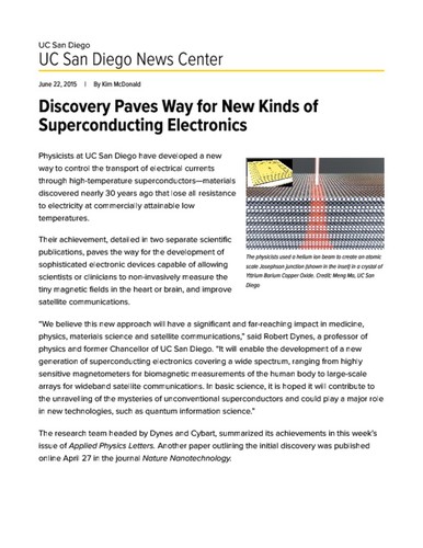 Discovery Paves Way for New Kinds of Superconducting Electronics