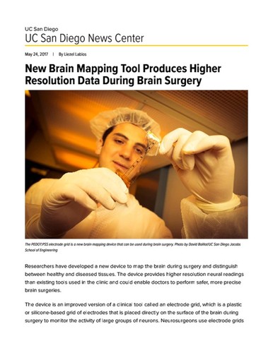 New Brain Mapping Tool Produces Higher Resolution Data During Brain Surgery