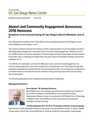 Alumni and Community Engagement Announces 2016 Honorees