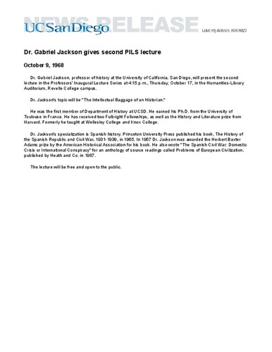 Dr. Gabriel Jackson gives second PILS lecture