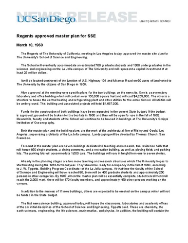 Regents approved master plan for SSE