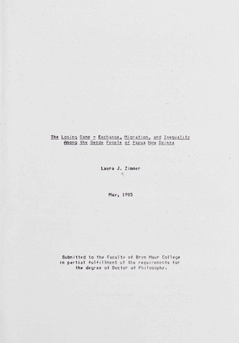 The losing game: exchange, migration, and inequality among the Gende people of Papua New Guinea