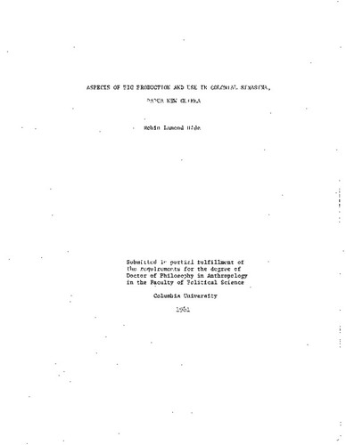 Aspects of pig production and use in colonial Sinasina, Papua New Guinea