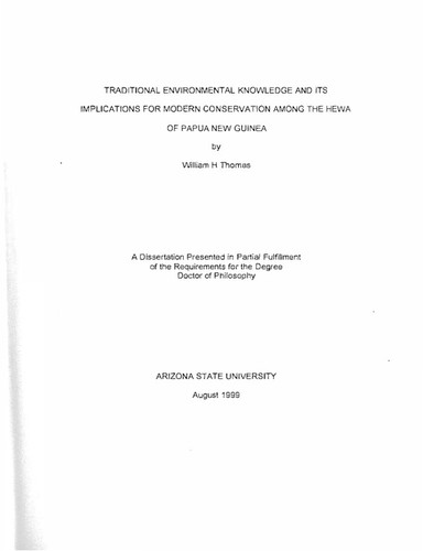 Traditional environmental knowledge and its implications for modern conservation among the Hewa of Papua New Guinea