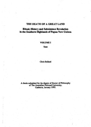 The death of a great land : ritual, history and subsistence revolution in the southern highlands of Papua New Guinea