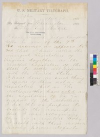 Copy of telegram from Abraham Lincoln to Major General Weitzel