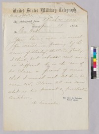 Telegram from Abraham Lincoln to General Ord