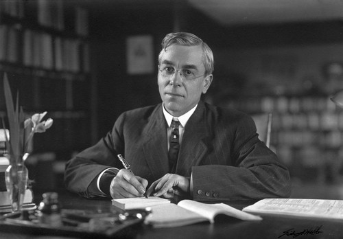 Charles Atwood Kofoid, working at his home in Berkeley, California