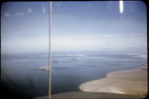 Aerial view of islands of the Gulf of California, looking south from sierra of Puertecitos