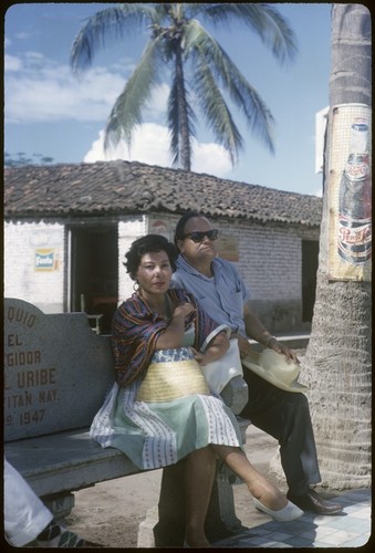 Esther and Salvador Villaseñor in the plaza at Mexcaltitán