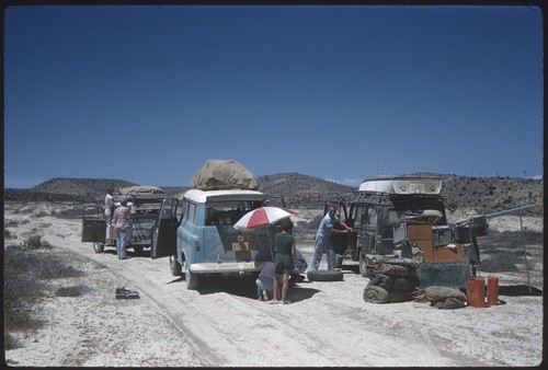 Changing a tire near Punta Canoas