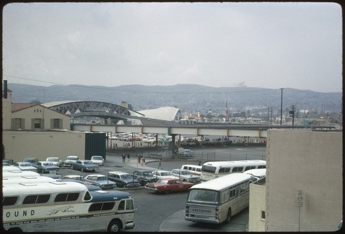 Looking across border entrance gate from California