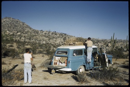 Francis and Carlisle repairing rig, near San Luis