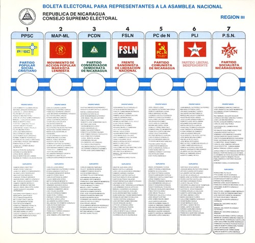 Boleta Electoral Para Representantes A La Asamblea Nacional Región III