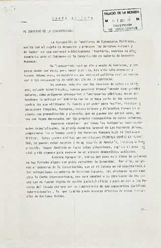 Carta Abierta al Gobierno de la Concertación