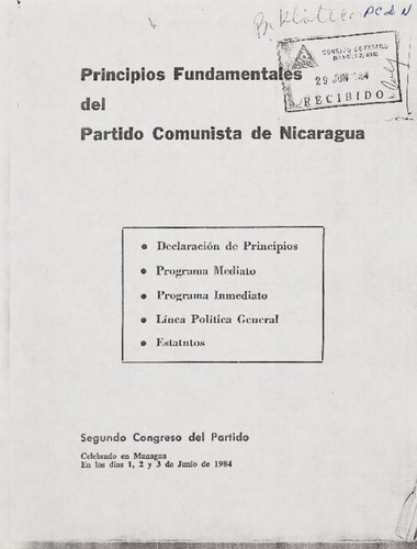 Principios fundamentales del Partido Comunista de Nicaragua