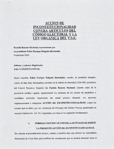 Acción de inconstitucionalidad contra artículos del código electoral y la ley orgánica del TSE