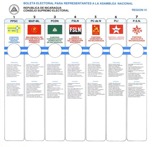 Boleta Electoral Para Representantes A La Asamblea Nacional Región 6