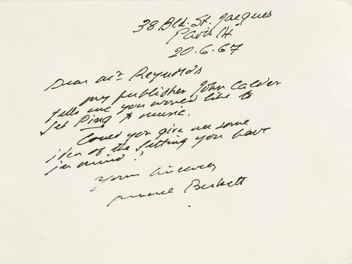 Ping: Correspondence: Postcard from Samuel Beckett to Roger Reynolds