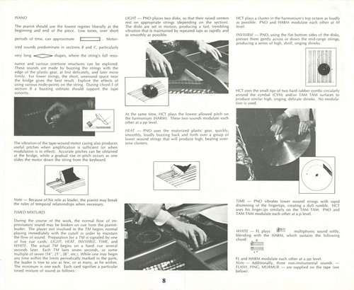 Ping: Score; performance parts: Example of documentation created for instrumentalists and the team controlling the multimedia equipment during performances