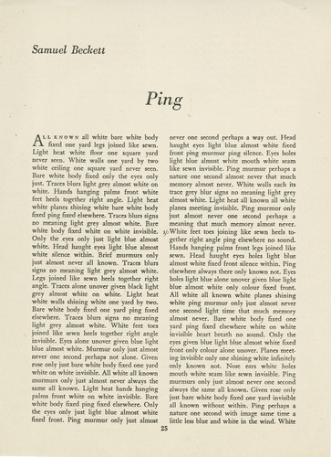 Ping: Page from Encounter magazine with Beckett text from his story Ping