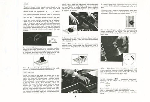 Ping: Score; performance parts: Example of documentation created for instrumentalists and the team controlling the multimedia equipment during performances