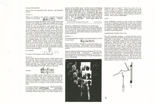 Ping: Score; performance parts: Example of documentation created for instrumentalists and the team controlling the multimedia equipment during performances