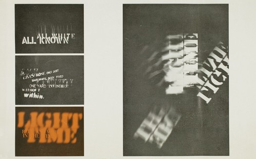 Ping: Performance photographs: Projected images of text