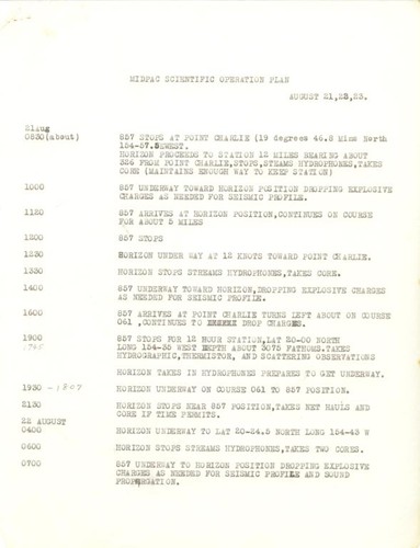 MidPac Scientific Operation Plan, August 21, 22, 23