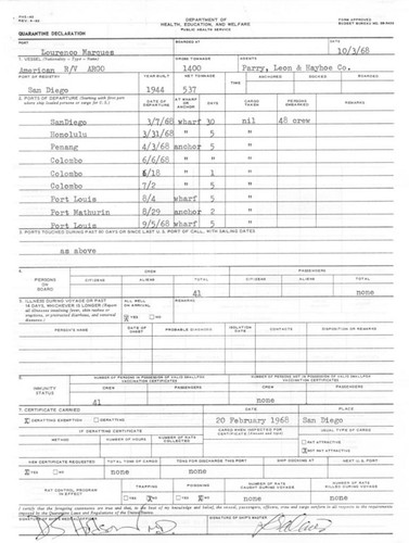 Quarantine Declaration