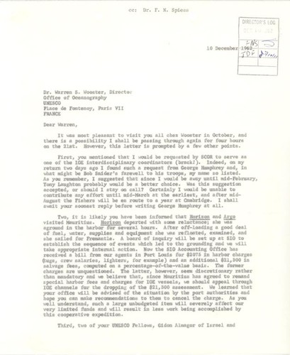 Letter to Dr. Warren S. Wooster