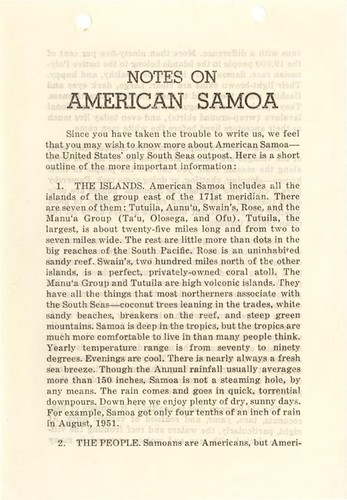 Notes on American Samoa
