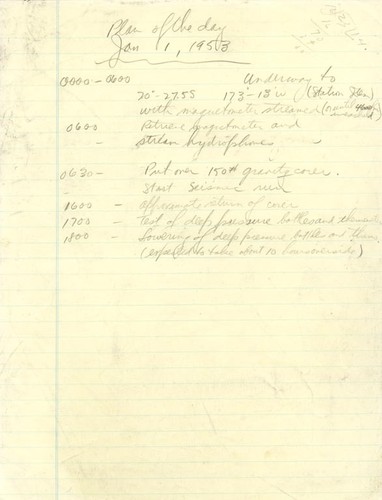 Capricorn Expedition logs: Plan of the day, 1953 January 1