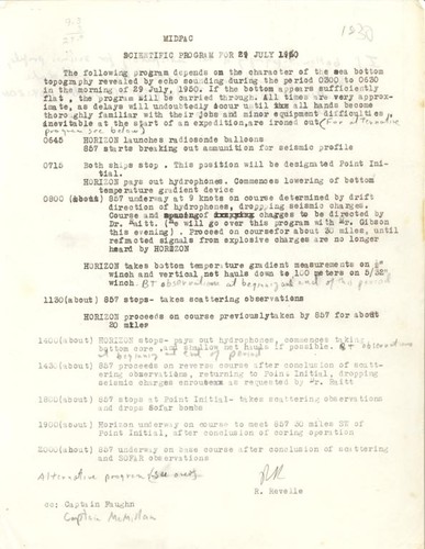 MidPac Scientific Program for 29 July 1950