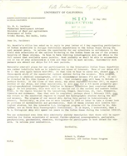 Letter to N.K. Panikkar