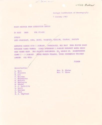 Radio Message from Expedition Lusiad