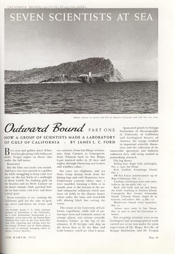 Seven Scientists at Sea; Outward Bound; Part I How a group of Scientists made a laboratory of Gulf of California