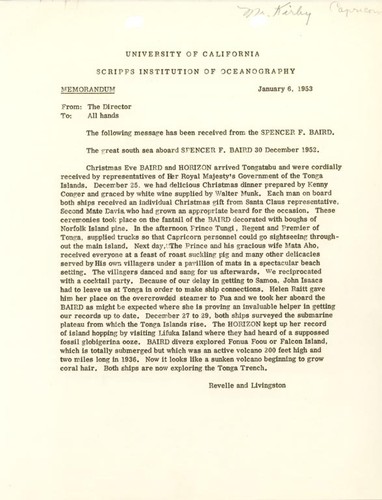 Memorandum to All Hands