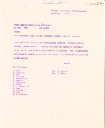 Radio Message from Expedition Lusiad