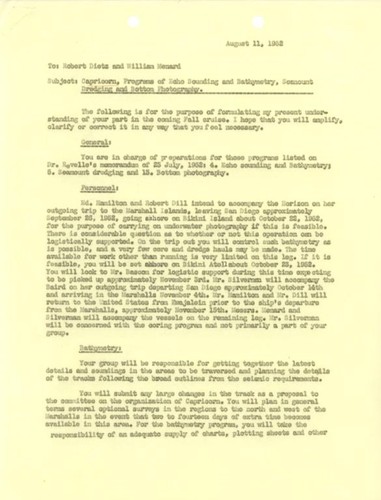 Memorandum to Robert Dietz and William Menard