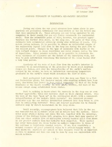 Proposed University of California Mid-Pacific Expedition