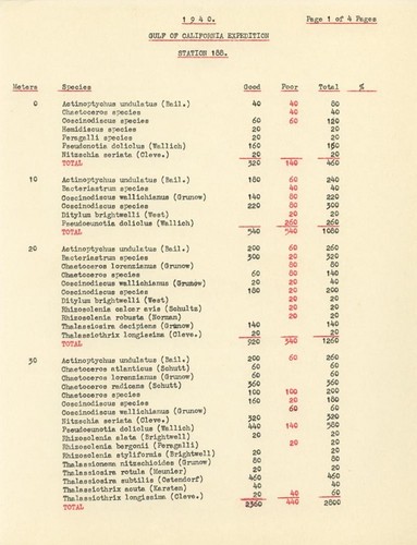 1940 Gulf of California Expedition Station 188. List of Species