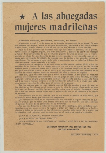 A las abnegadas mujeres madrileñas