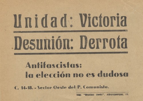 Unidad: Victoria Desunion: Derrota